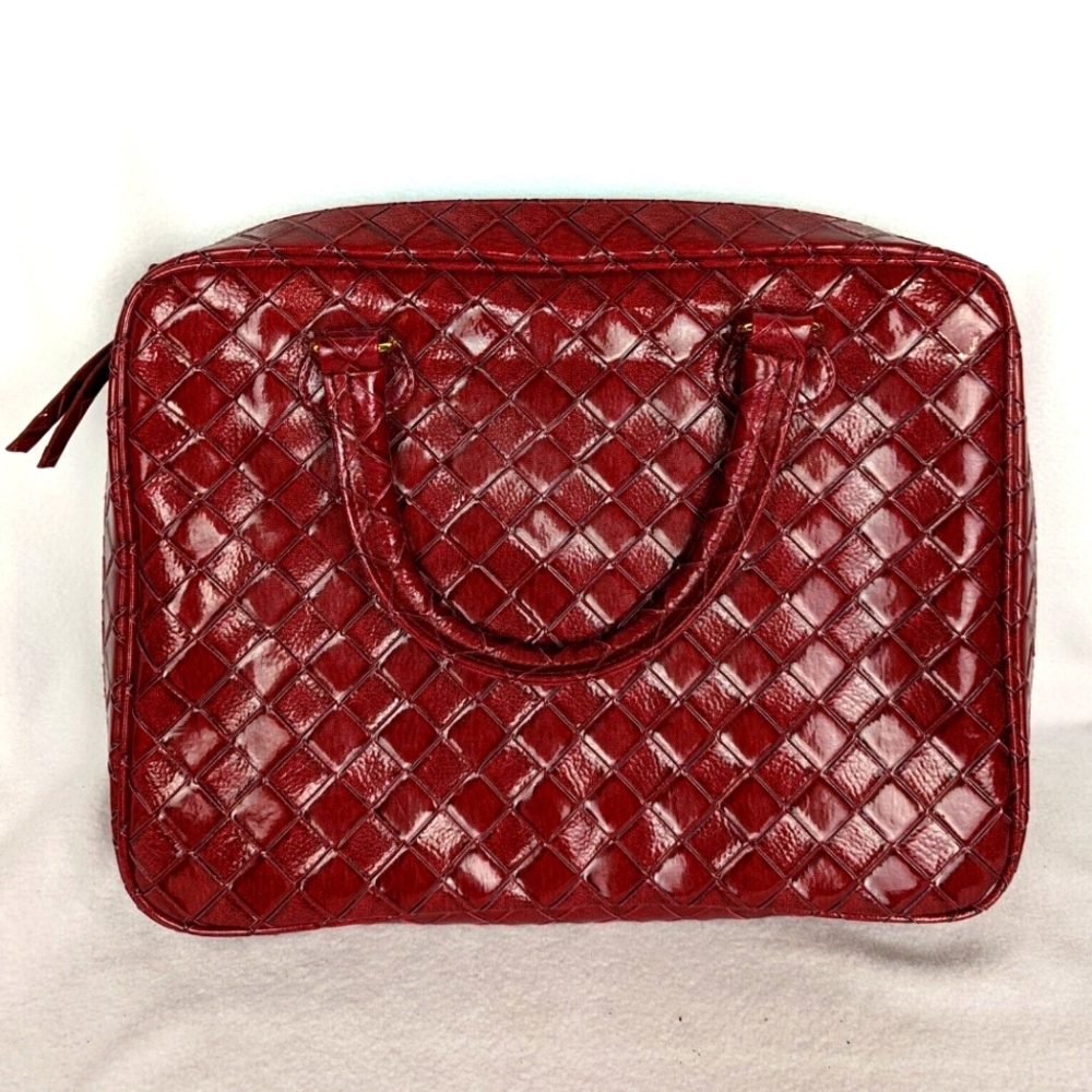 VTG Estee Lauder Red Leather Bag - Picture 1 of 7